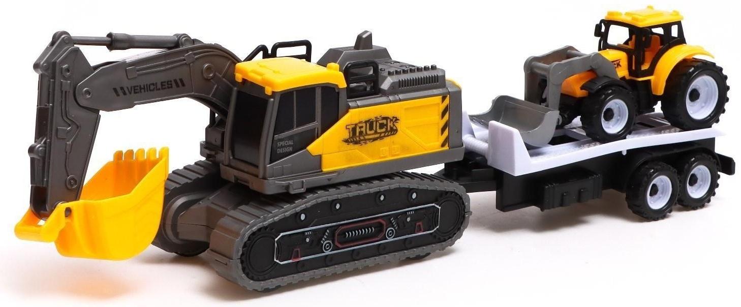 Экскаватор инерционный «Стройка», с прицепом и трактором, МИКС