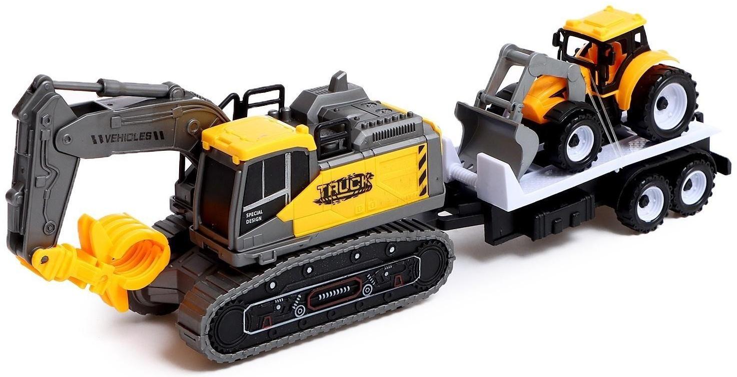 Экскаватор инерционный «Стройка», с прицепом и трактором, МИКС