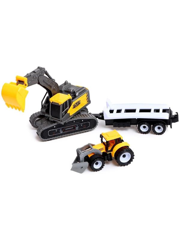 Экскаватор инерционный «Стройка», с прицепом и трактором, МИКС