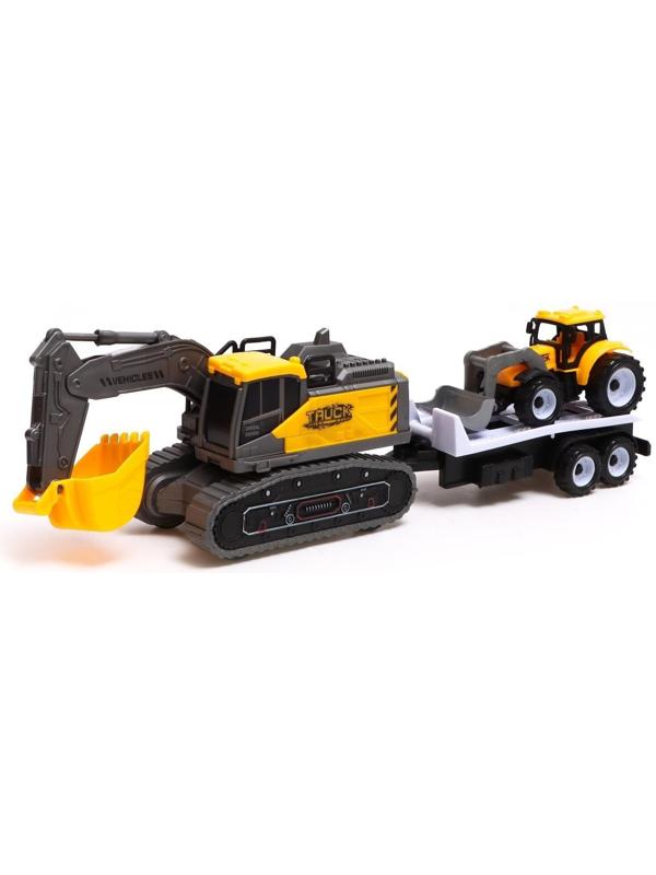 Экскаватор инерционный «Стройка», с прицепом и трактором, МИКС