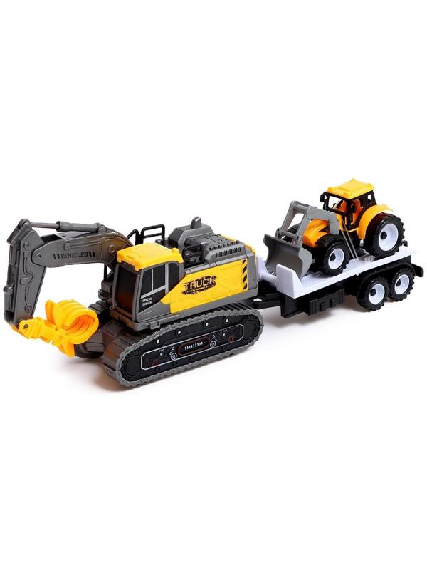 Экскаватор инерционный «Стройка», с прицепом и трактором, МИКС