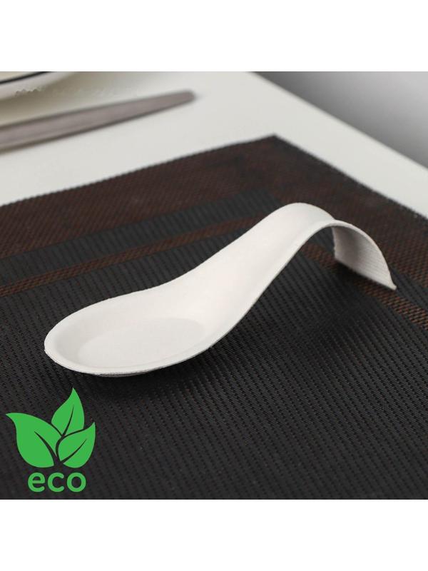 Форма для фуршетов «Ложка»,10 мл, 2,7×12,4×2,6 см, сахарный тростник, 50 шт в упаковке, цвет белый