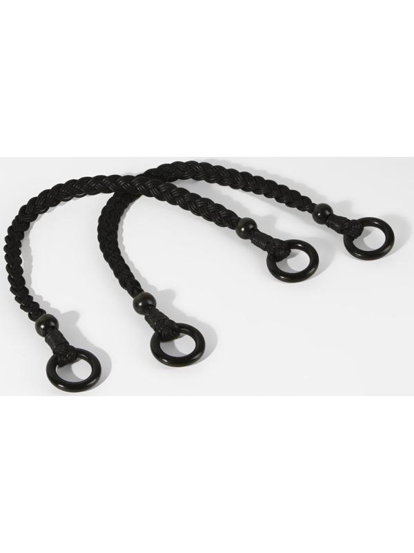 Ручки для сумки, 2 шт, вощёный шнур/дерево, 48 × 2 см, цвет чёрный