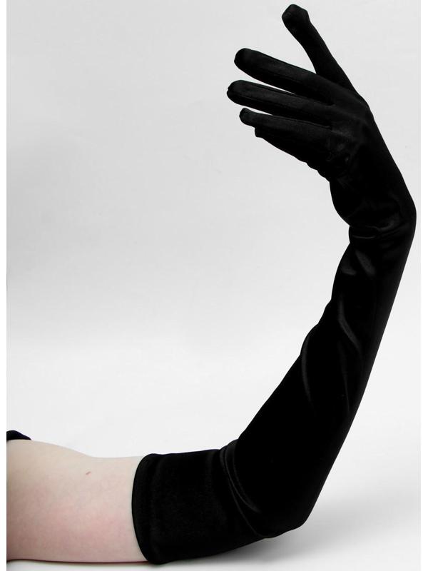 Карнавальные перчатки, цвет черный, длинные