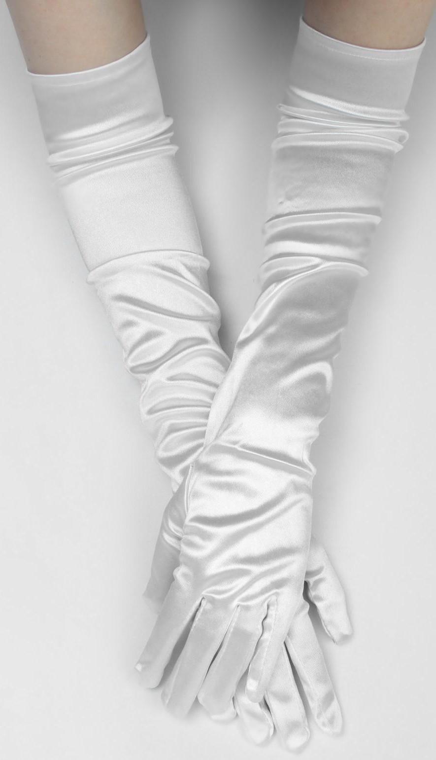 Карнавальные перчатки, цвет белый, длинные