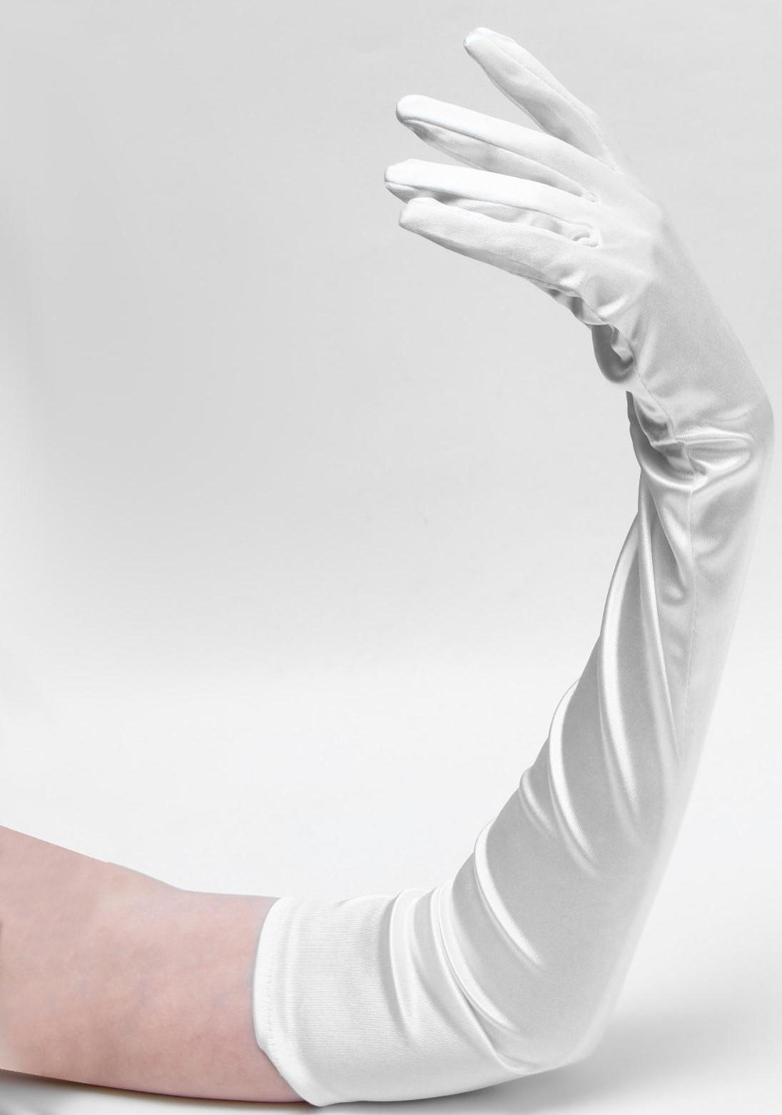 Карнавальные перчатки, цвет белый, длинные