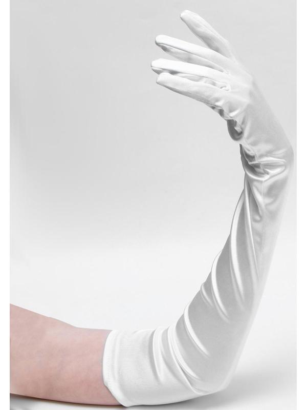 Карнавальные перчатки, цвет белый, длинные