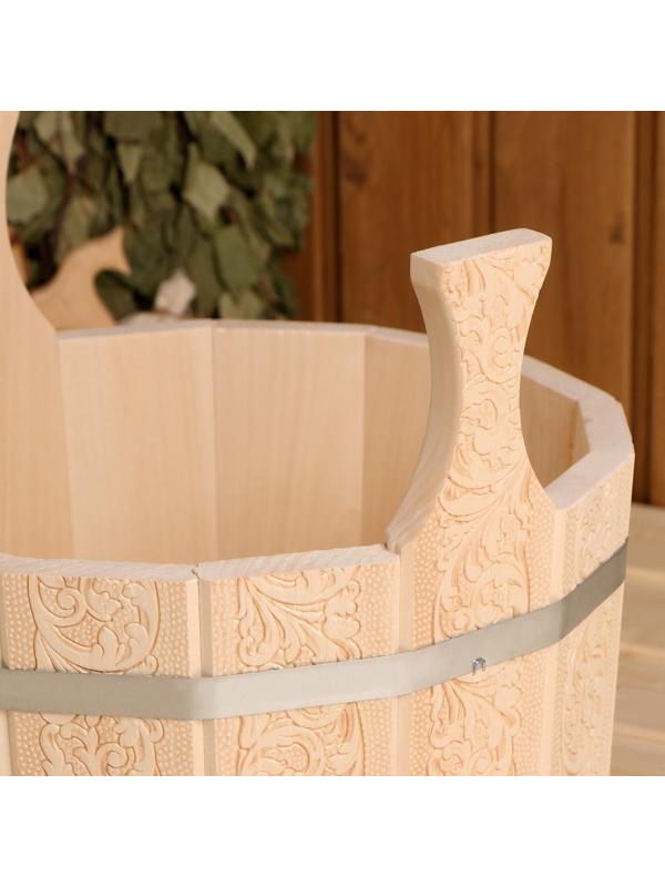 Шайка из липы, 10 л, с тиснением, УЗОРЫ