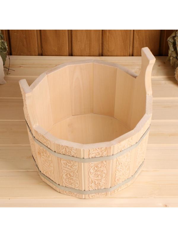 Шайка из липы, 10 л, с тиснением, УЗОРЫ