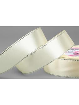 Лента атласная «Серебряные нити», 25 мм × 23 ± 1 м, цвет светло-бежевый №008