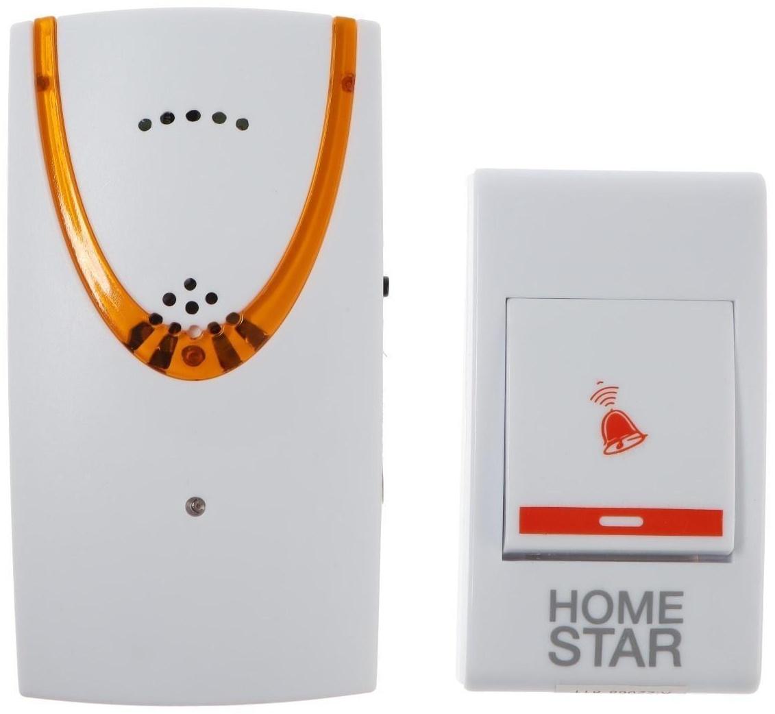 Звонок HomeStar HS-0104, беспроводной, 8,6 МВт, 32 мелодии, 80-90дБ, r=100м, 433.05Мгц, МИКС