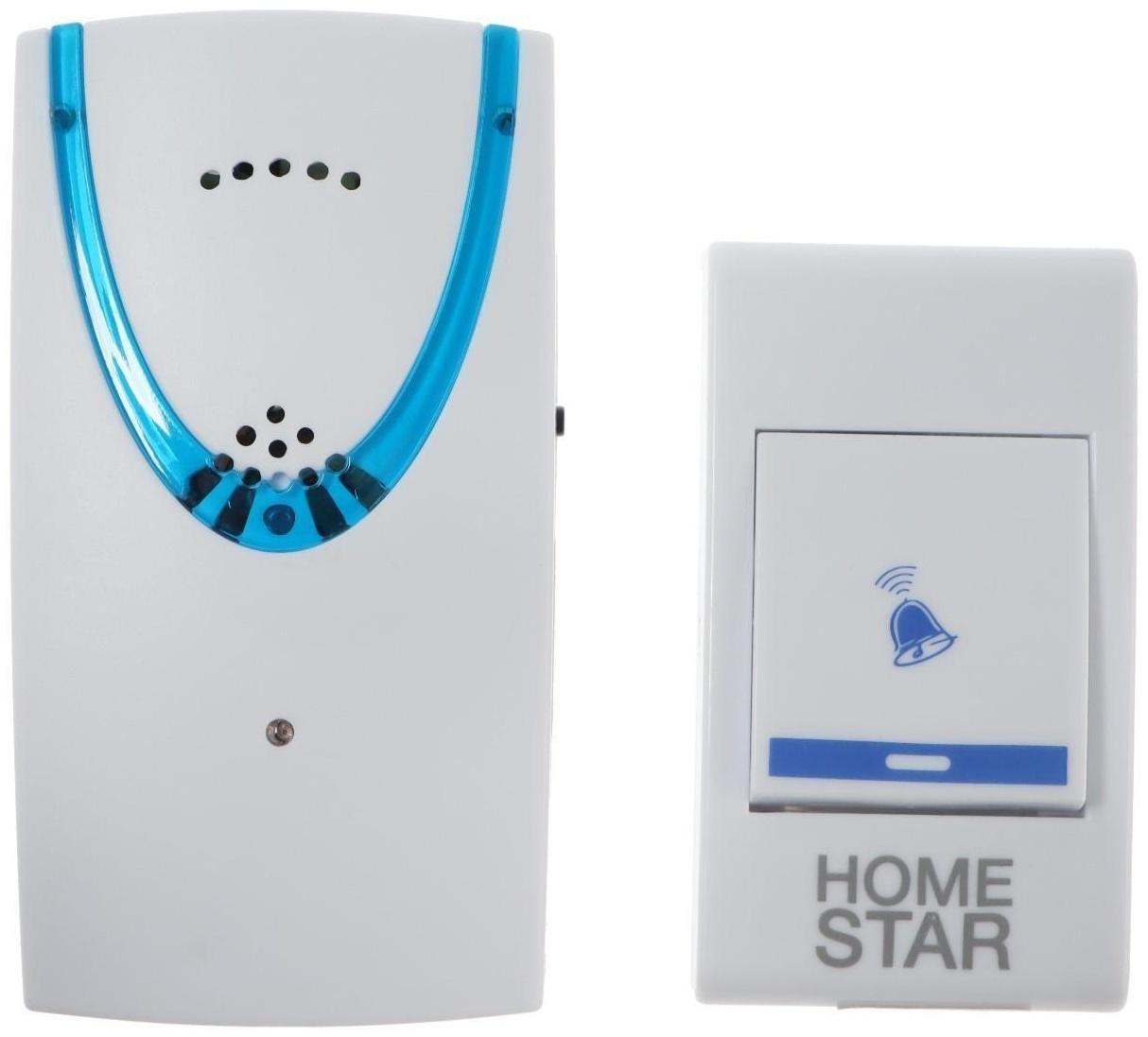 Звонок HomeStar HS-0104, беспроводной, 8,6 МВт, 32 мелодии, 80-90дБ, r=100м, 433.05Мгц, МИКС