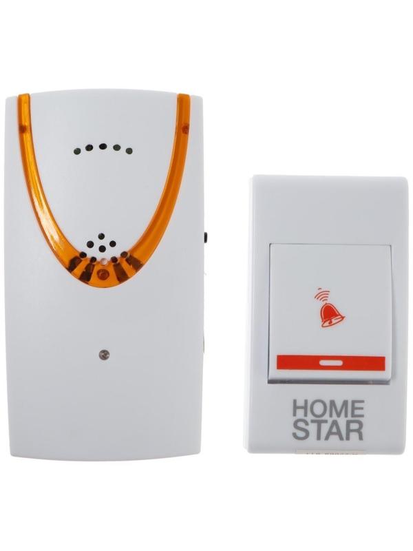 Звонок HomeStar HS-0104, беспроводной, 8,6 МВт, 32 мелодии, 80-90дБ, r=100м, 433.05Мгц, МИКС