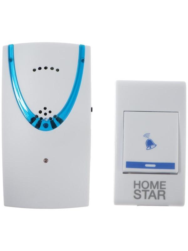 Звонок HomeStar HS-0104, беспроводной, 8,6 МВт, 32 мелодии, 80-90дБ, r=100м, 433.05Мгц, МИКС