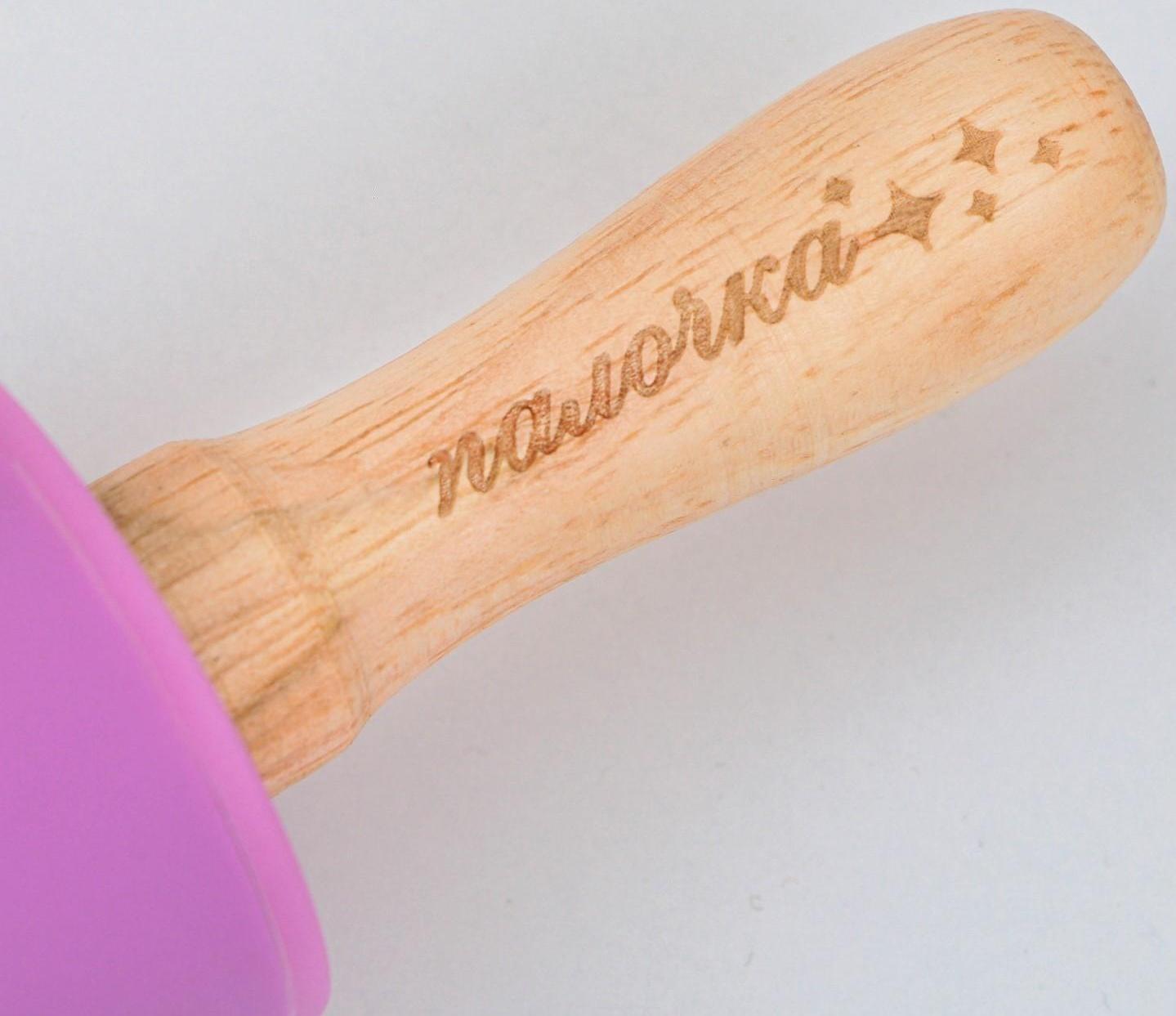 Скалка «Волшебная палочка», 31 х 4 см, силикон, дерево, цвет фиолетовый