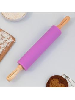 Скалка «Волшебная палочка», 31 х 4 см, силикон, дерево, цвет фиолетовый