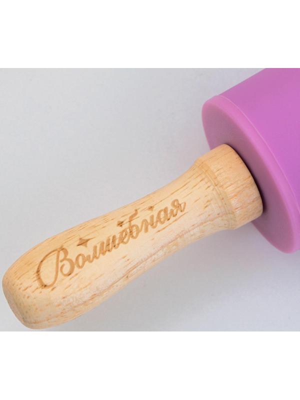 Скалка «Волшебная палочка», 31 х 4 см, силикон, дерево, цвет фиолетовый