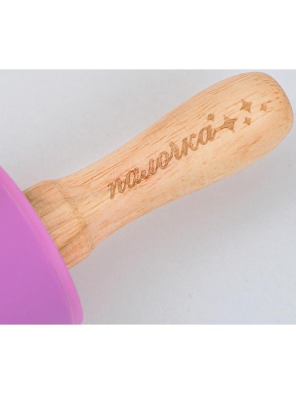 Скалка «Волшебная палочка», 31 х 4 см, силикон, дерево, цвет фиолетовый