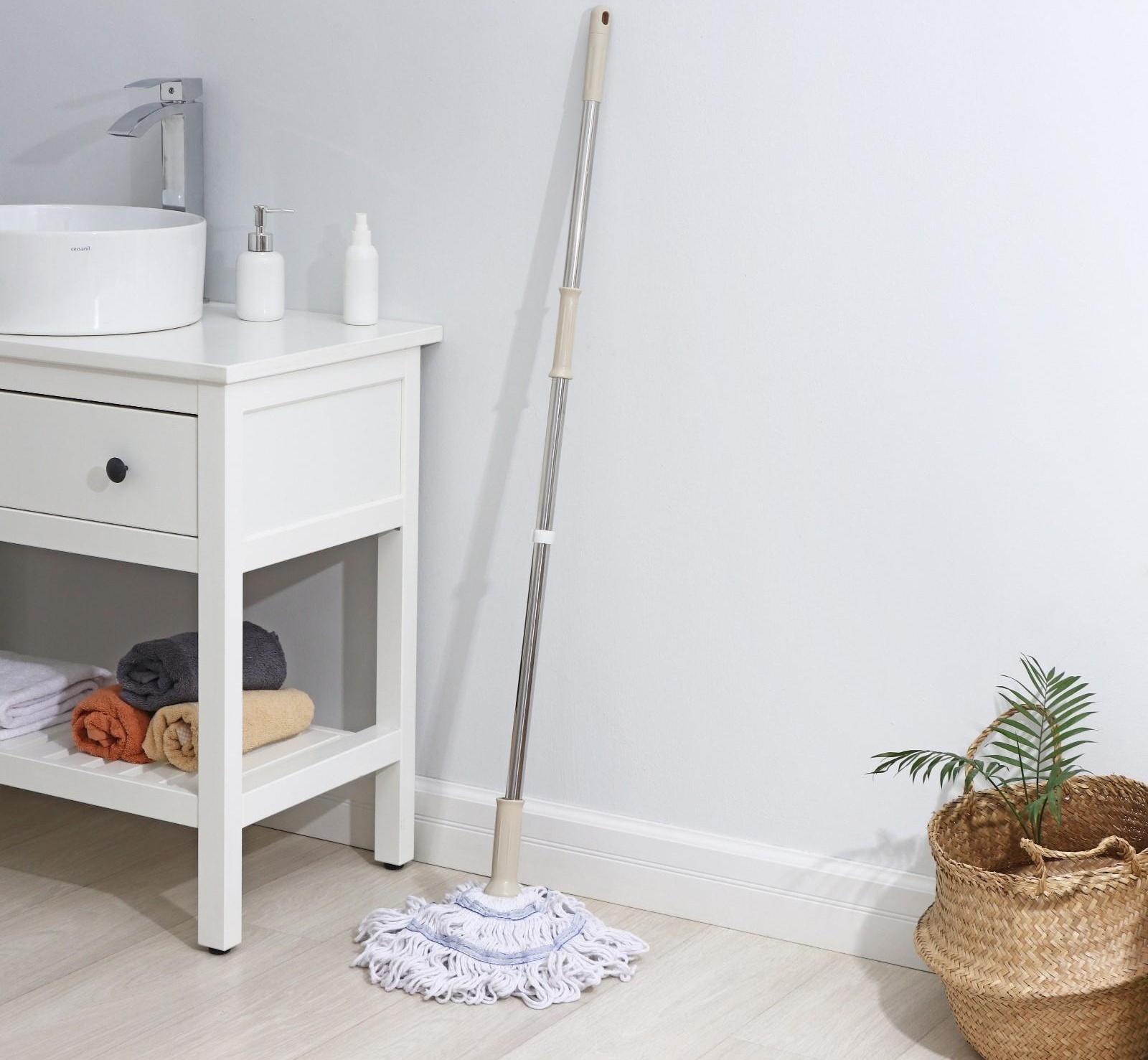 Швабра с отжимом Доляна, насадка из х/б, стальной черенок 120 см, насадка 300 гр