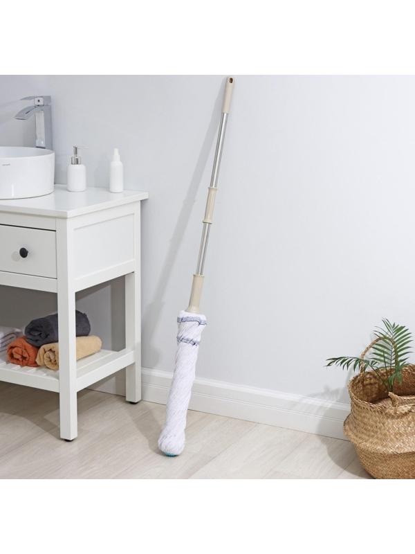 Швабра с отжимом Доляна, насадка из х/б, стальной черенок 120 см, насадка 300 гр