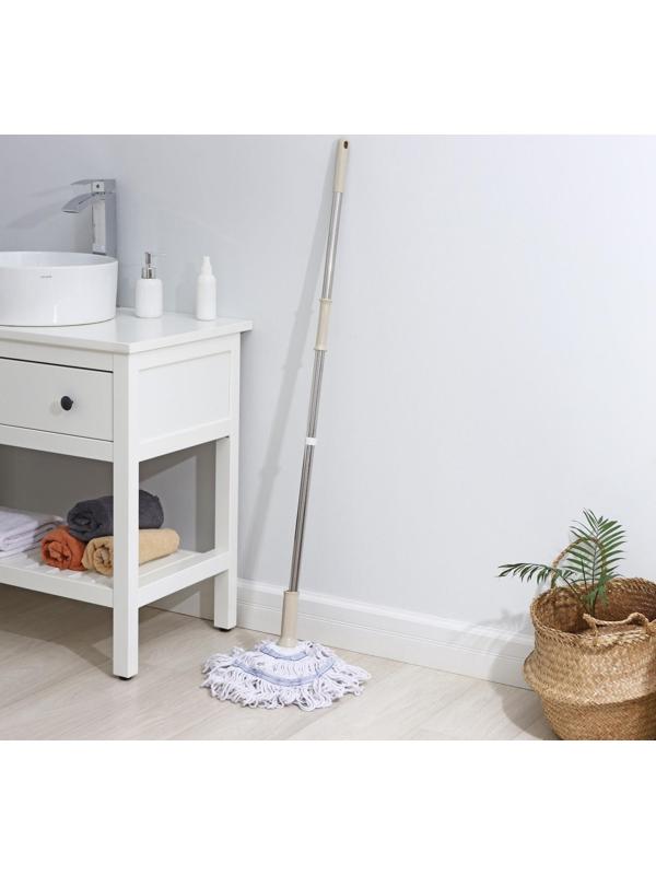 Швабра с отжимом Доляна, насадка из х/б, стальной черенок 120 см, насадка 300 гр