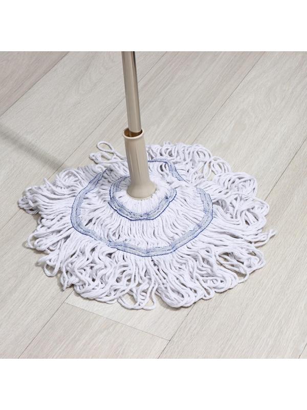 Швабра с отжимом Доляна, насадка из х/б, стальной черенок 120 см, насадка 300 гр