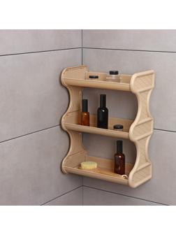 Полка для ванной комнаты Rattan, 3-х ярусная, 32×17×41,8 см, цвет морской песок