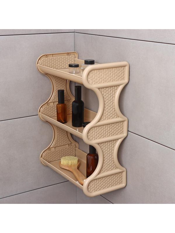 Полка для ванной комнаты Rattan, 3-х ярусная, 32×17×41,8 см, цвет морской песок