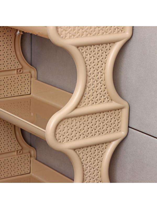 Полка для ванной комнаты Rattan, 3-х ярусная, 32×17×41,8 см, цвет морской песок