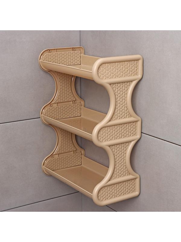 Полка для ванной комнаты Rattan, 3-х ярусная, 32×17×41,8 см, цвет морской песок