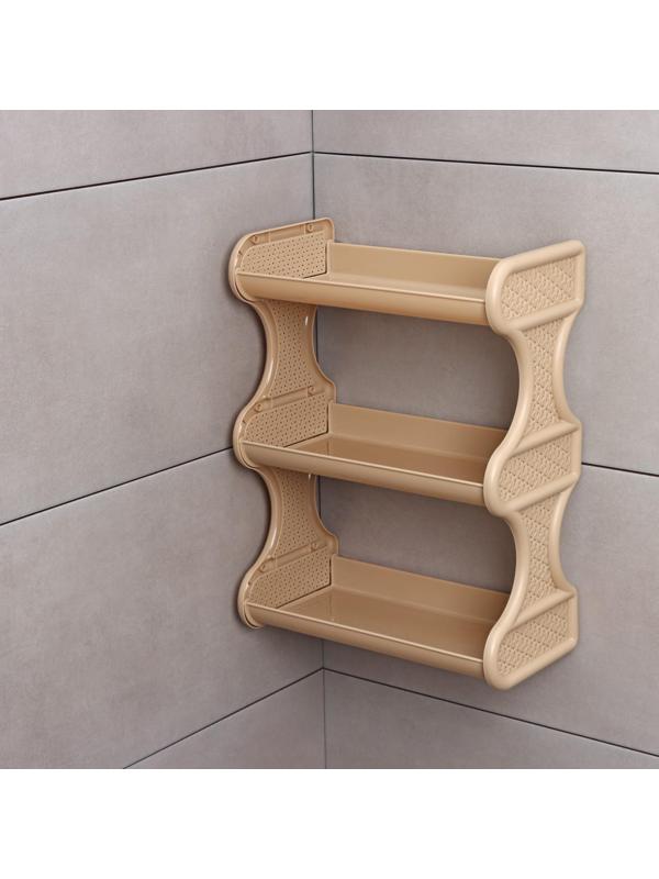 Полка для ванной комнаты Rattan, 3-х ярусная, 32×17×41,8 см, цвет морской песок