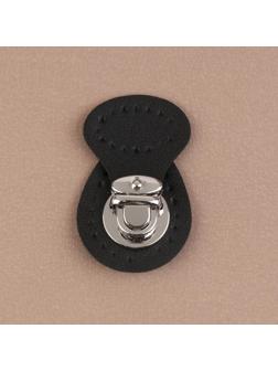 Застёжка для сумки, пришивная, 6 × 4 см, цвет чёрный/серебряный