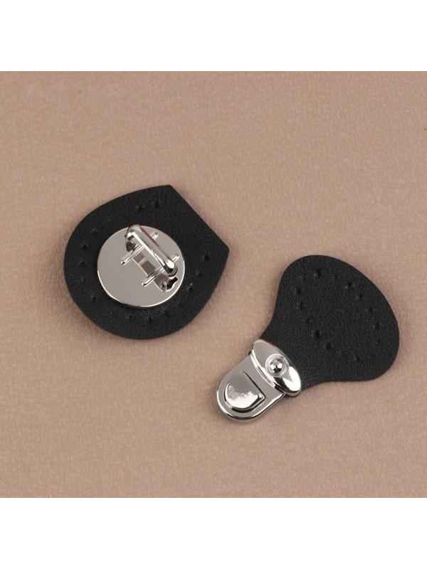 Застёжка для сумки, пришивная, 6 × 4 см, цвет чёрный/серебряный