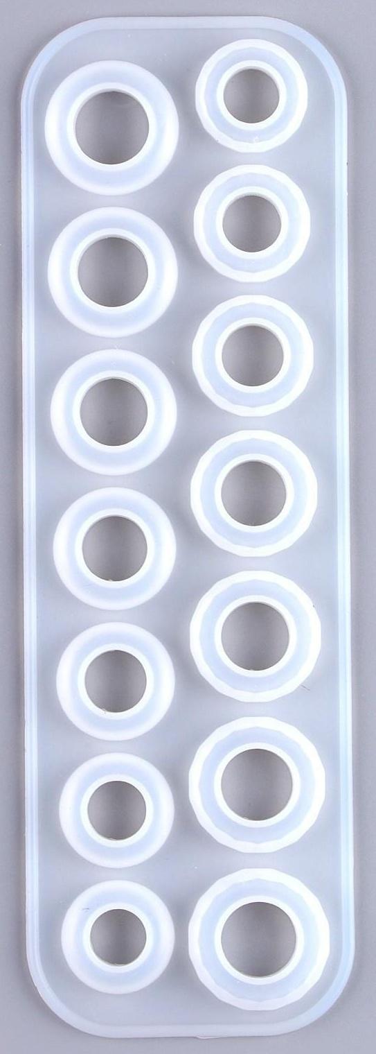 Форма силиконовая для эпоксидной смолы «Кольца» на 14 колец, 7 размеров — от 1,7 см до 2,3 см