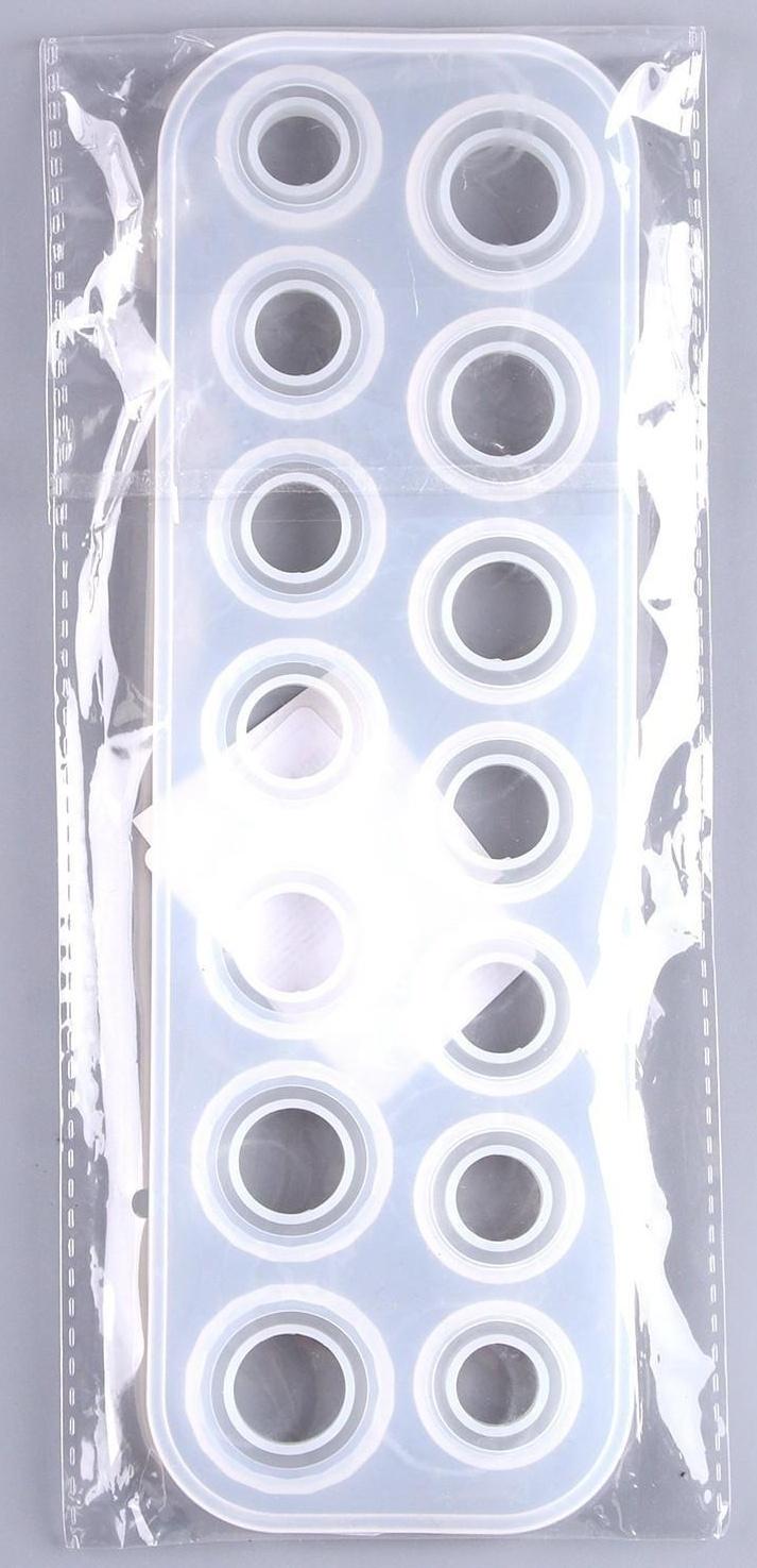 Форма силиконовая для эпоксидной смолы «Кольца» на 14 колец, 7 размеров — от 1,7 см до 2,3 см
