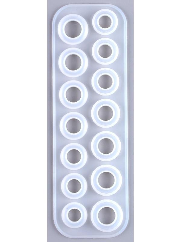 Форма силиконовая для эпоксидной смолы «Кольца» на 14 колец, 7 размеров — от 1,7 см до 2,3 см