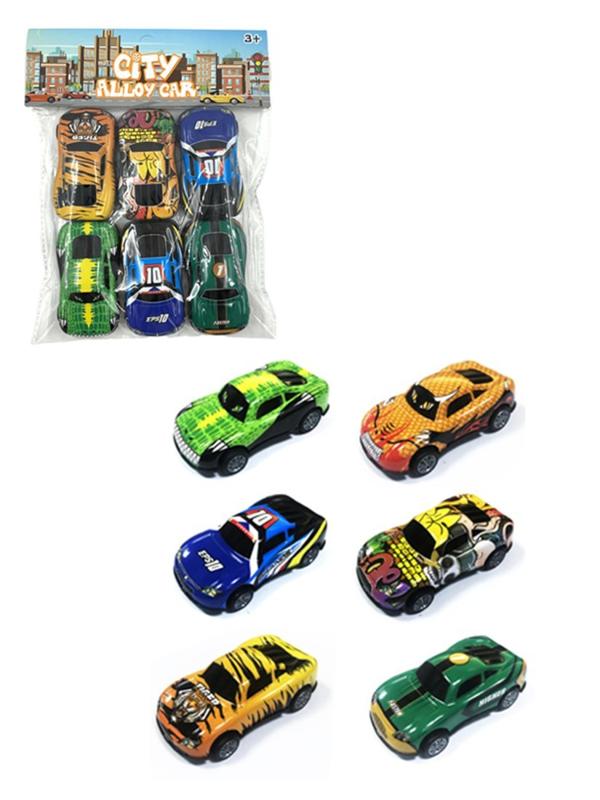 Набор машин металлических, инерционных 6шт., пакет