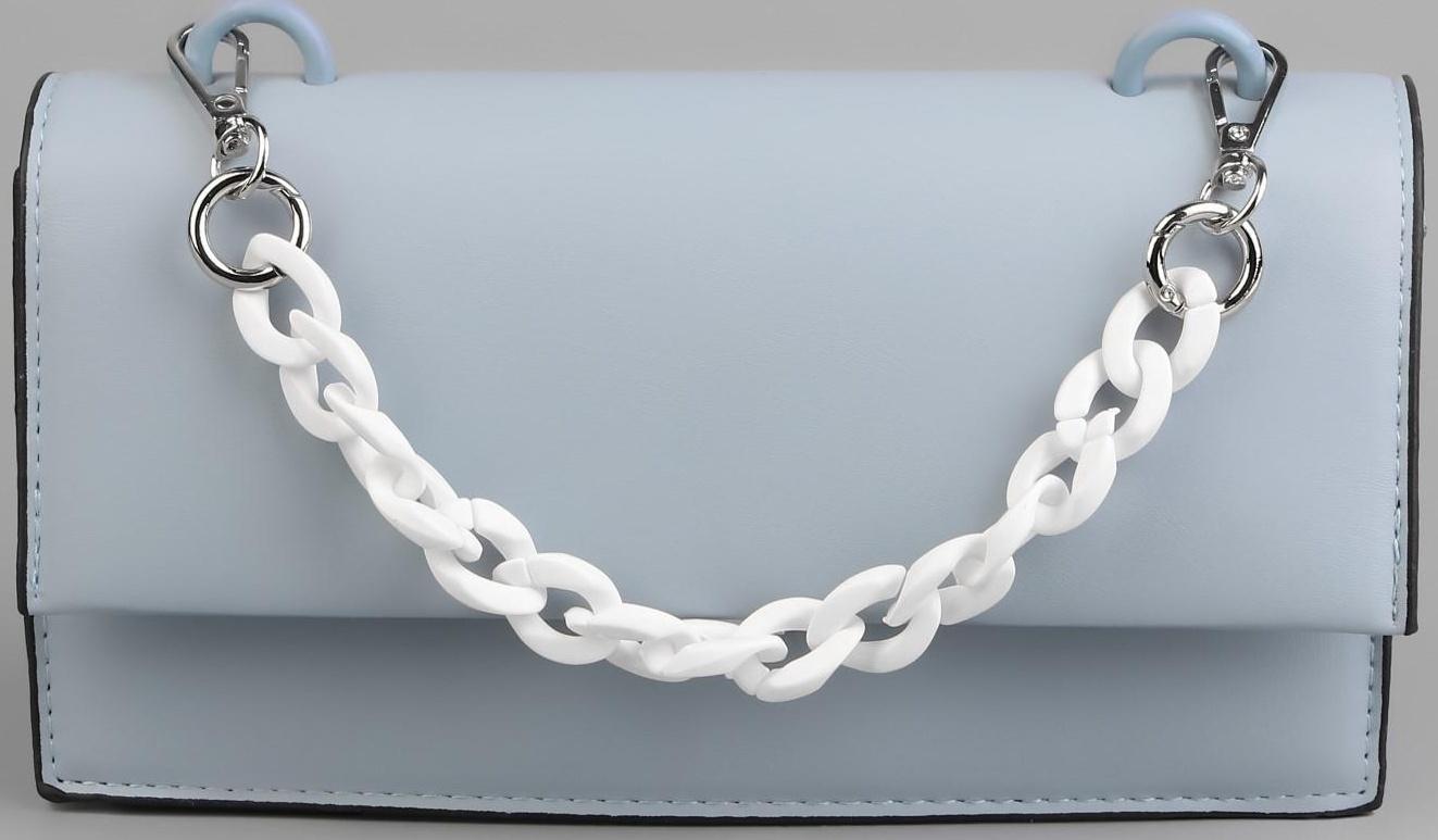 Цепочка для сумки, пластиковая, с карабинами, 23 × 17 мм, 30 см, цвет белый/серебряный
