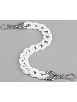 Цепочка для сумки, пластиковая, с карабинами, 23 × 17 мм, 30 см, цвет белый/серебряный