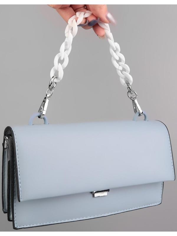 Цепочка для сумки, пластиковая, с карабинами, 23 × 17 мм, 30 см, цвет белый/серебряный