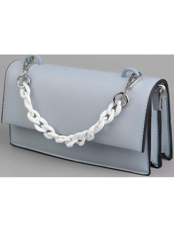 Цепочка для сумки, пластиковая, с карабинами, 23 × 17 мм, 30 см, цвет белый/серебряный