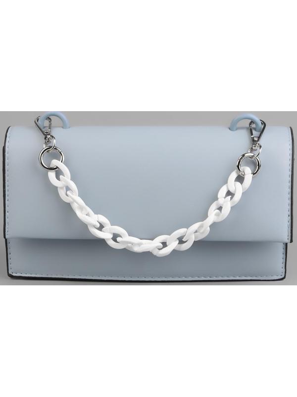 Цепочка для сумки, пластиковая, с карабинами, 23 × 17 мм, 30 см, цвет белый/серебряный