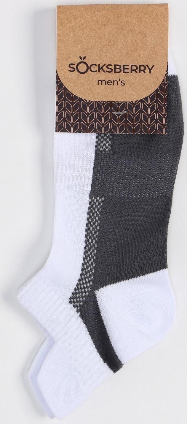 Носки мужские спортивные, цвет белый/серый, размер 29