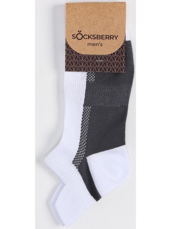 Носки мужские спортивные, цвет белый/серый, размер 29