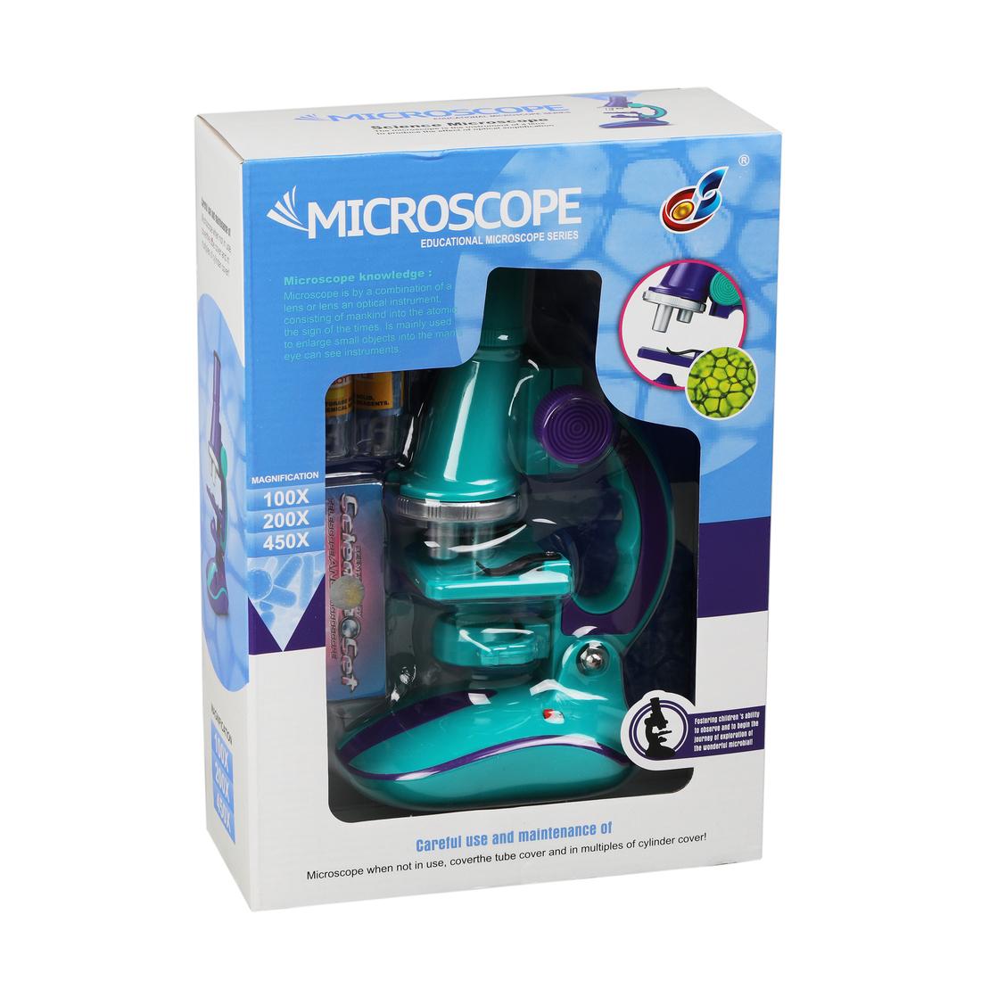 Микроскоп детский 100х увеличение, 3 объектива, аксессуары, эл.пит. АА*2 не
вх.в компл., кор., в ассорт.
