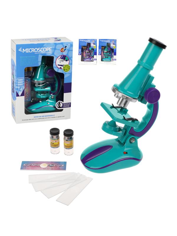 Микроскоп детский 100х увеличение, 3 объектива, аксессуары, эл.пит. АА*2 не
вх.в компл., кор., в ассорт.