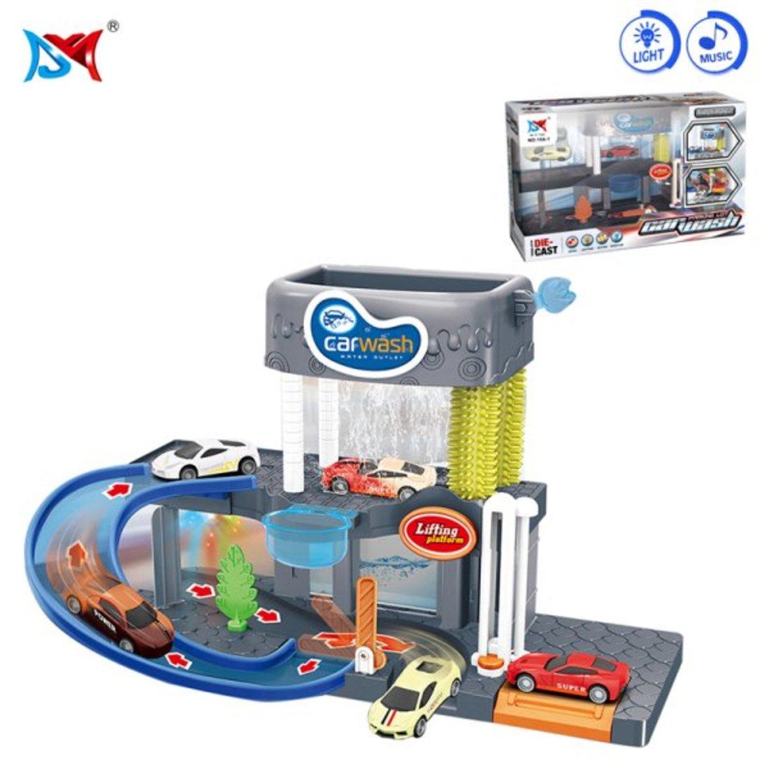 Игр.набор Автомойка, свет, звук, в комплекте: машины металл.3шт., предмет
1шт., эл.пит.АА*2шт.не вх.в комплект, коробка