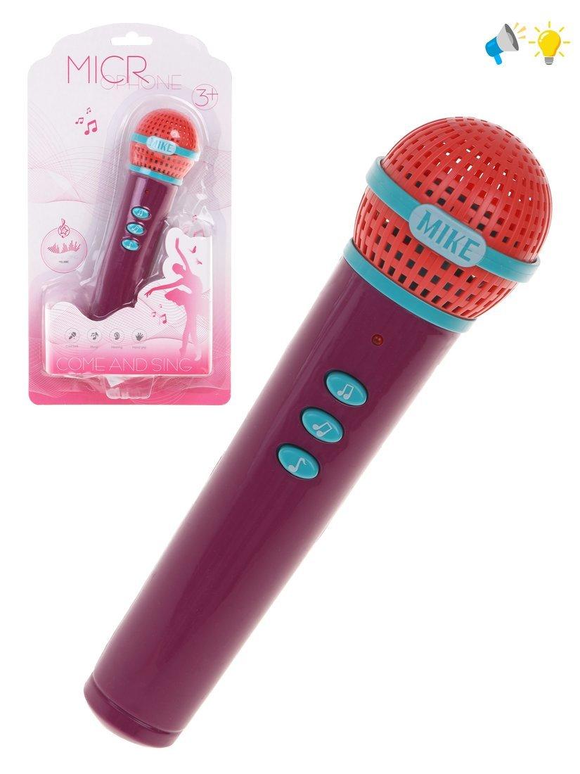 Микрофон дет. свет, звук, эл. пит. ААх2 шт., блистер