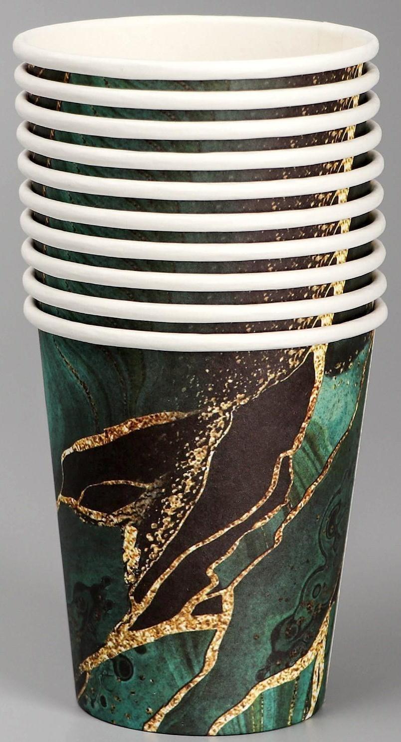 Стакан бумажный «Мрамор. Изумруд», 250 мл