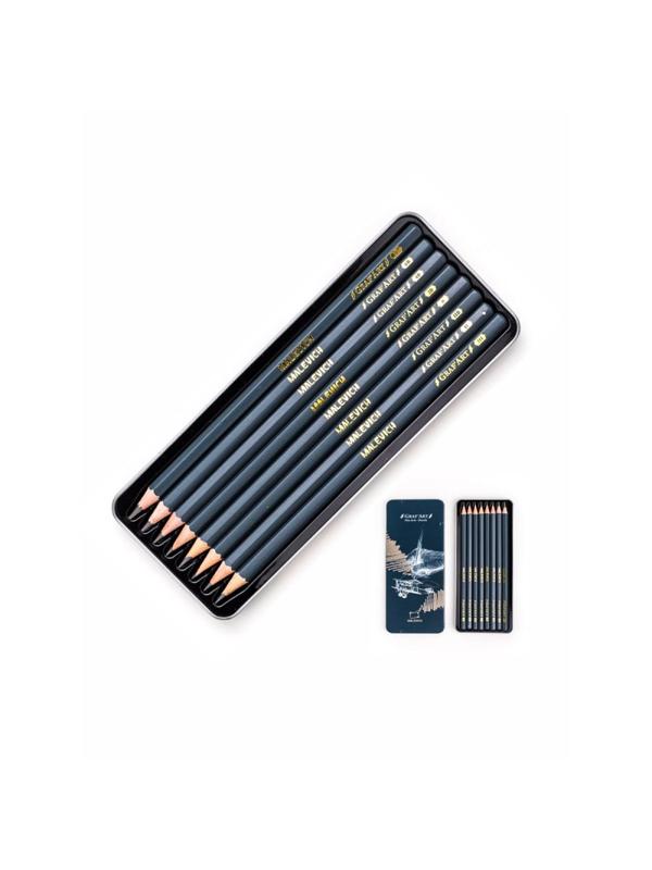 Набор чернографитных карандашей Малевичъ Graf'Art,метал.кор,(8шт/уп),197900